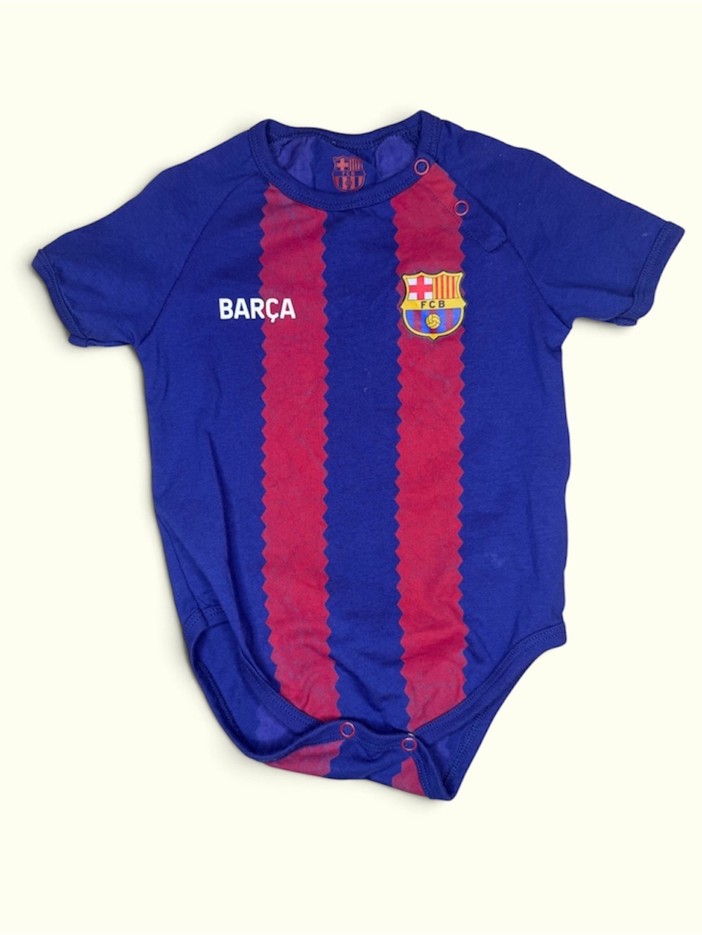 FC Barcelona Inspired Kids Short-Sleeve Bodysuit in Blue and Red (18M)
